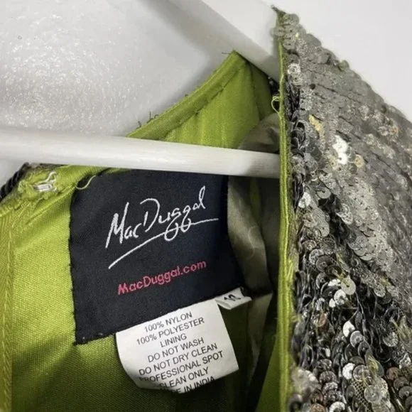 MAC DUGGAL Sequin Stripe Gown in Olive Size US 10 - Picture 6 of 6